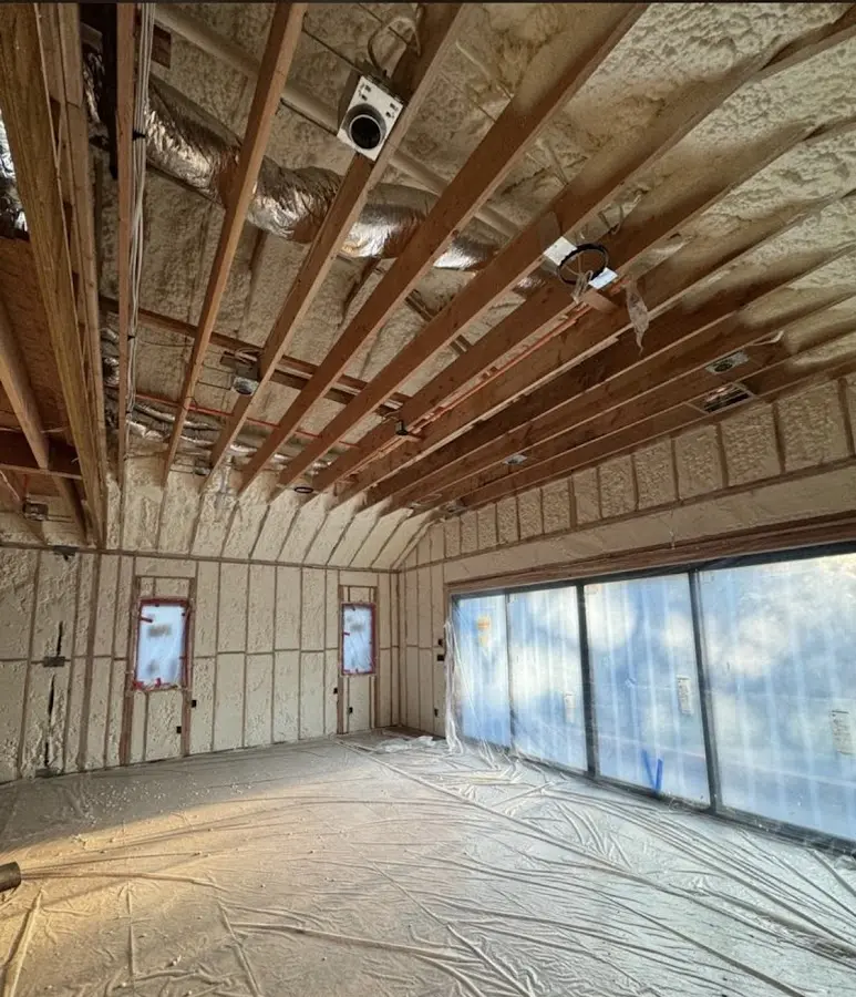 Interior walls and ceiling insulated with spray foam during new construction in District Heights